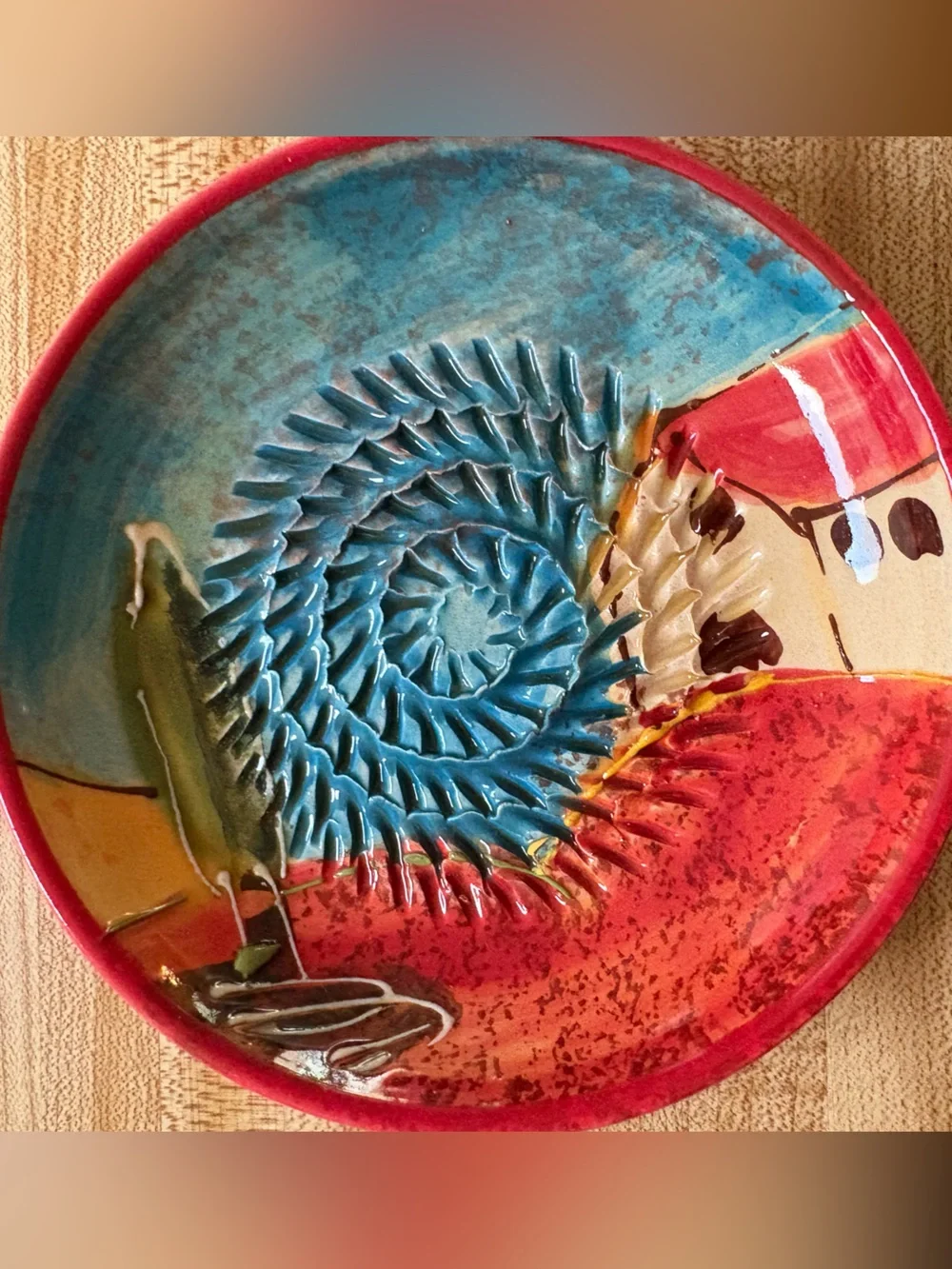 NWT Hand Painted Ceramic grater plate and serving bowl set Spanish art
